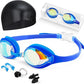 Kids Swim Goggles, Anti-fog and UV Protection with Swim Cap for Age 3-15 Youth Boys Girls Toddler