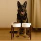 SPUNKYJUNKY Raised Ceramic Dog Bowls Set with Non-Slip Acacia Wood Stand for Large Sized Dog(60.87 OZ, White)