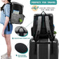 PetAmi Dog Travel Bag Backpack, Airline Approved Dog Bags for Traveling, Puppy Diaper Bag Supplies, Pet Camping Essentials Hiking Accessories Dog Mom Gift, Food Container, Collapsible Bowls, Gray