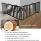 ZJSF Foldable Freestanding Indoor Dog Gate for House Wood White Long Pet Gates Dog Fence for Stairs Puppy Gates for Hallways, Puppy Gate,Support Feet Included, Black, 24 "Height-6 Panels