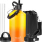 Water Bottle Insulated 32oz 40oz 64oz 128oz Straw Lid Spout Lid & 3 Lids, Leak Proof, Vacuum Insulated,Stainless Steel Water Bottle Wide Mouth for Sports, Gym or Office