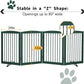 Freestanding Pet Gate for Dogs, Indoor Wooden Dog Gate for House, Foldable Dog Gate for Doorway, Stair, Step Over Pet Puppy Safety Fence Tall, 80 Inch Wide, 4 Panels 32", Green