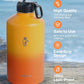 Coolflask 128 oz Gallon Water Bottle Insulated with Straw&3 Lids, Water Jug Large Stainless Steel Metal Vacuum Wide Mouth for Sports, Gym or Office, Non-BPA Keep Cold 48H Hot 24H, Ombre Yellow/Orange