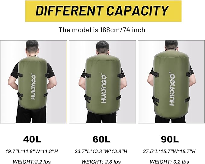 40L/60L/90L Large Waterproof Duffle Bag Backpack for Men, Mens Duffel Backpack Bags for Traveling, Heavy Duty (Green, 40L)