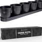 SCANDINORDICA Black Herb Planter – 5 Pots with Drainage Holes and Tray, Windowsill Planter, Herb Pots for Indoor Outdoor Plants | Kitchen & Garden Decor