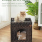 Cat Beds for Indoor Cats Extra Large Double Cat Cave Pet Cube, Handwoven Rattan Cat Houses with Double-Sided Soft Cushions, 18.5 x 20.5 x 19.1 Inches Foldable Hideaway in Living Room Brown
