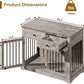 PUKAMI 44inch Dog Crate Furniture with Drawers,Wooden Dog Kennel Furniture for Large Breed,End Table Wood Dog House for Indoor use (Grey)