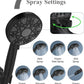 High Pressure Shower head with Handheld 7 Modes, Built-in Power Wash to Clear Tub. Tile & Pets, 5” High Flow Hand Held Hydro Rain Showerhead with Stainless Steel Hose and Adjustable Bracket-Matt Black