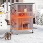 GUTINNEEN Outdoor Heated Cat House for Winter, Weatherproof Wooden Feral Cat Shelter with Escape Door, Heating Pad & Removable Mat(AIR14-Heated)