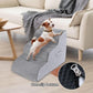 High Density Foam Dog Stairs Steps, 17.8’’ Non-Slip Extra Wide Deep Pet Steps for Beds Or Couches, for Injured or Older Pets Dogs and Cats with Joint Pain, 3-Tiers (Grey)