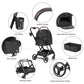 X2 Pet Stroller, Dog Cat Stroller for Small Pets Under 44lbs, Equipped with Detachable & Foldable Carrier, Waterproof Pad & Sunshade Canopy,Camel (Black)