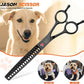 JASON 7.5" Dog Grooming Scissor - Professional Thinning Chunker Shear with 18 Teeth Japanese Stainless Steel Hair Scissors for Dogs, Cats and Other Pets (Chunker, Black)