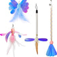 JXFUKAL Cat Feather Toy Refills, 4Pcs Simulation Butterfly Dragonfly Glitter Piece Feather Cat Lures Wand Attachment Replacement for Kitty Kitten Indoor Cats Accessories