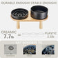 Ceramic Slow Feeder and Water Bowl Set for Medium and Large Dogs, Ceramic Dog Bowls Elevated with Wooden Stand, 2.0 Cups Dog Slow Feeder(30oz) and 70oz Water Bowl Set, Black