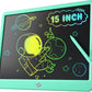 LCD Writing Tablet for Kids, 15 Inch Large Screen Doodle Board Drawing Writing Tablet Board, Educational Toddler Toys Birthday Gift School Office Notes for 3-12+ Year Old Girls Boys, Green