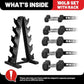 PAPABABE Hex Dumbbell Sets with Rack, 60-550lb Rubber Coated Dumbbell Weight Set and Storage Rack, Multiple Options Hand Weights for Strength Training