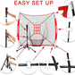 7'X7' Baseball Softball Practice Net,Pitching Net,Batting Net,with Baseball Tee,Bonus Strike Zone and Bow Frame,for Hitting,Pitching, Catching