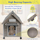 Outdoor Dog House Weatherproof Large Wooden Dog Kennel Indoor for Small Dogs with Chew-Proof Frame, Oxford Fabric Window, Removable Floor Pet Shelter (Grey, 18.1" D x 25.2" W x 24" H)