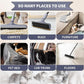 3 in 1 Carpet rake Kit for Pet Hair Removal Tool - Reusable Pet Hair Remover Broom w 58" Adjustable Long Handle, Dog & Cat Carpet Scraper, Pet Hair Remover for Rugs, Mats, Couch, Curtains(Gray)