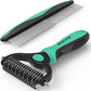 Pet Grooming Brush and Metal Comb Combo, Cat Brush Dog Brush for Shedding, Undercoat Rake for Dogs Grooming, Dematting Deshedding Brush Dogs Shedding Tool for Long matted Haired Pets, Green