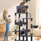 Taoqimiao 83In Heavy Duty Cat Tree, Suitable 20lb+ Large Cats, XXL-Cat Tower for Indoor Cats Large Adult, 2 Luxurious Cat Cando with 8 Scratching Posts,Oversized Metal Hammocks,Smoky Gray MS032G