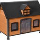 Aivituvin Large Dog House Anti-Chewing Metal Frame Design Insulated Wooden Dog Kennel with Unique Design Roof, Weatherproof Dog House for Outdoor Indoor