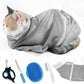 Adjustable Multifunctional Anti-Bite Shower net Bag，Cat Grooming Mesh Bag, Cat Bathing Bag，Cat Bath Brush and Cat Nail Clipper