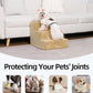 Dog Stairs for Small Dogs,13" H,3-Step Dog Steps for Bed and Couch with High Density Foam,Non-Slip Pet Steps for Doggy and Cat,Pet Stairs with a Washable Cover,Khaki