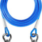 Tresbro 15FT Reflective Tie Out Cable for Dogs Up to 250 Pounds, Steel Wire Lead Leash Cable with Stainless Rotatable Clip, Lightweight and Enduring, Dog Lead Chains for Outside,Yard,Camping, Blue
