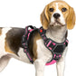 Eagloo Dog Harness Small Sized, Easy Wearing with 3 Buckles, Adjustable No Pull Pet Harness with 2 Rings for Walking, No Chock Reflective Soft Padded Vest with Control Handle, Pink & Black, S
