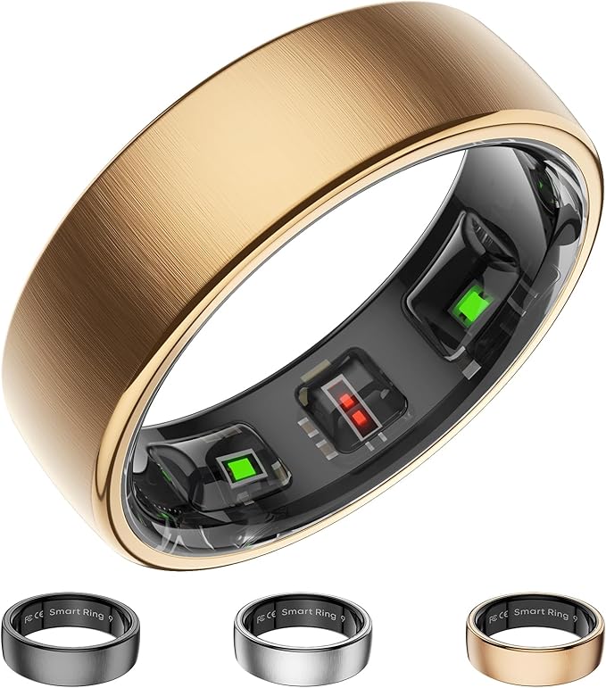 Fitness Tracker with Sleep Tracking, Smart Ring for Women Men, Activity Trackers Fitness Ring with 24/7 Heart Rate Monitor,Step Counter,Calorie Pedometer,No Subscription,for iOS Android(Rose Gold,#12)
