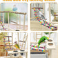 Hamiledyi Bird Playground Parrots Wood Perch Stand Cockatiel Playground Bird Play Gym Colours Climb Ladders Swing Chewing Toys with Parakeet Feeding Cups Exercise Activity Center for Lovebirds Conure