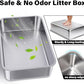 Stainless Steel Litter Box 2 Pack,Metal Litter Box for Cats Easy to Clean,Cat LitterBox for Kitty/Kitten Rabbit Litter Pan,Non Stick, No Smell