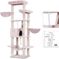Heybly Cat Tree, 68 inch Multi-Level Cat Tower for Indoor Cats, 2 Widened Plush Perches Cat Condo with Scratching Board and Big Caves, Muchroom HCT025MU