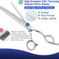 7'' Dog Grooming Scissors Set with Blue Diamond Adjustable Screws CNC 440C Stainless Steel Thinner Chunker Straight Curved Shears with Comb Sharp and Durable