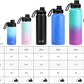 DRINCO Stainless Steel Water Bottle Spout Lid Vacuum Insulated Double Wall Water Bottle Wide Mouth (40oz 32oz 22oz 18oz 14oz) Leak Proof Keeps Cold or Hot (22 oz, 22oz Ombre Fuschia Teal)