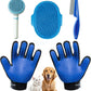 4Piece Dog Grooming Brush Set with Grooming Gloves, Deshedding Comb & Massage Bath Brush - Multifunctional Pet Hair Removal Tools for Shedding, Bathing, Brushing (Blue)