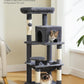 Cat Tree for Indoor Cats, 45.7" Multi-Level Cat Tower with Large Metal Frame Hammock, Cat Condo with 4 Scratching Posts and Top Perch for Small Medium Cat, Dark Grey