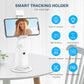 Auto Face Tracking Tripod 360° Rotating Cell Phone Photo and Video Kits Stand, No App, Camera Stand with Remote and Gesture Control, Rechargeable Smart Shooting Stand for Live Recording Tiktok (White)