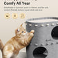 DownyPaws Cat House for Indoor Cats, 2-Storey Foldable Cat Bed Cave, Felt Cats Tunnel Bed Condo, Castle Kitten Cube Hideaway for Multicats, Scratch Resistant, Light Gray