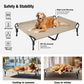 Veehoo Cooling Elevated Dog Bed, XL Raised Pet Cot with Guardrail & Slope Headrest, Durable Breathable Teslin Mesh, Non-Slip Feet, Washable Dog Couch Bed for Indoor & Outdoor, 50.5" x 33.5", Beige