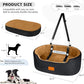 Dog Car Seat for Medium & Large Dogs up to 55 lbs, Elevated Booster Seat with Anti-Slip Base, Detachable & Machine-Washable Pet Car Bed for SUV/Sedan (Black/Brown)