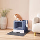 Cat Litter Box with X-Large Litter Mat and Scoop, Large Foldable Litter Box with Lid, Enclosed Kitty Box,Front Top Entry Exit, Odor Control Easy to Clean (Upgrade Midnight)