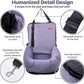 Dog Car Seat for Small Medium Dogs Up to 40lbs, Detachable Washable Soft Pet Booster Travel Bed for Front & Purple Seat with Safety Leash Belt