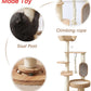 Wooden Cat Tree for Large Cat, 49.6-Inch Tall Cat Tower with Scratching Post for Indoor Cats, Multi-Level Cat Condo with Hand-Woven Cat Bed and Scratching Board Easy to Clean