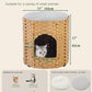 Cat House for Indoor Cat, Large Double Cat Houses Cat Bed Cave, Handwoven Rattan Pet Beds with One Soft Pad, 17 x 17 x 17 Inches Foldable Kitten Hideaway in Living Room Natural