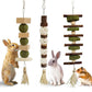 WDEFUN 3 PCS Bunny Chew Toys, Natural Hanging Rabbit Chew Toy Treats for Guinea Pigs Hamsters Gerbils Chinchilla and Other Small Pets for Teeth Grinding