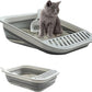 Low Entry Kitten Litter Box, Collapsible Shallow Litter Box Senior Cats Anti-Splashing Kitty Training Open Potty Pan Scoop Leak-Proof Pedal Cat Toilet No Smell Easy Clean