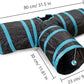 Cat Tunnel, 3 Way Cat Tunnels for Indoor Cats, Foldable Cat Tubes and Tunnels for Cats Kittens, Kitty Bored Peek Hole Toy Ball Cat, Puppy, Kitty, Kitten, Rabbit, Guinea Pigs (Blue & Black)