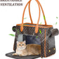 Minsong Fashion Pet Carrier Purse for Small Cat and Dog, Luxury Pu Soft-Sided Tote Bag with Large Pockets for Dogs and Puppies (Coffee, 15.8" L x 7.5" W x 11.8" H)